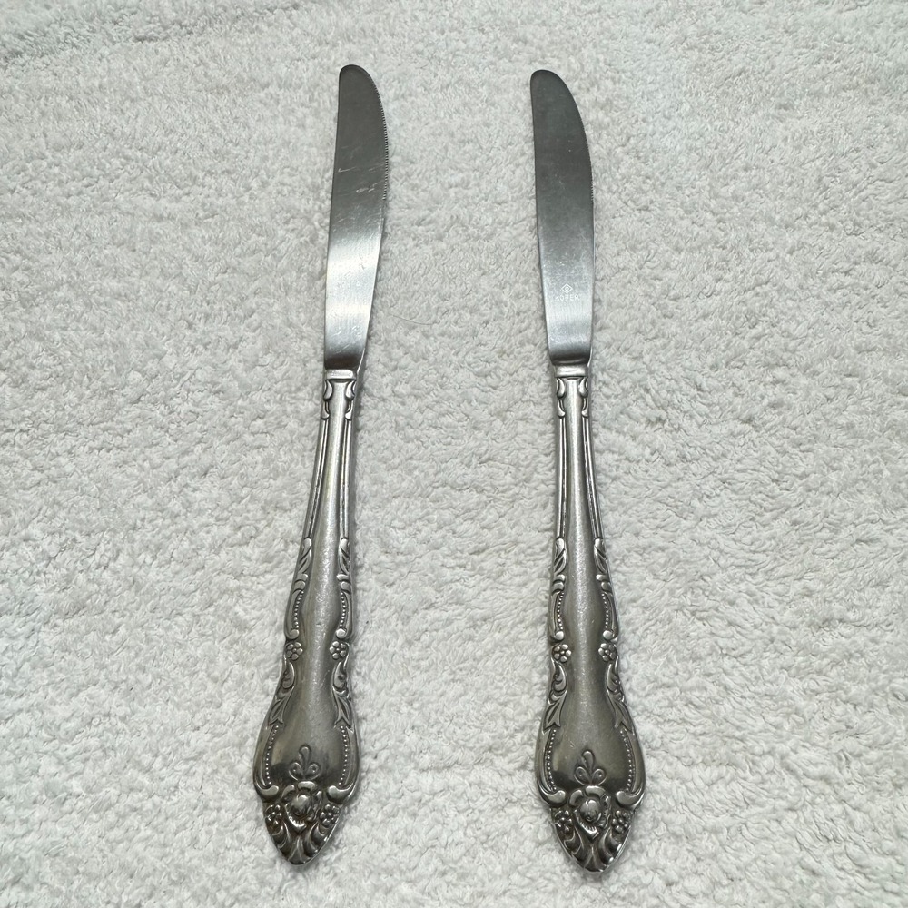 SET 2 KNIFE ONEIDA NORTHLAND MALMAISON STAINLESS ATEEL KOREA ROSE